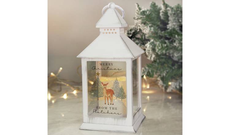 Personalised Message Deer Led Lantern Christmas Decoration