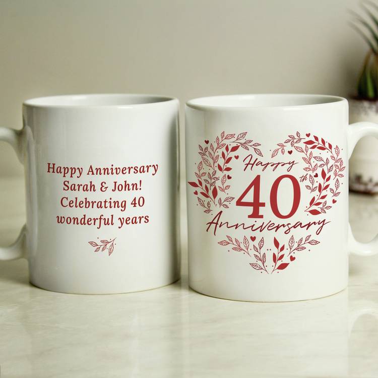 Personalised Message 40th Ruby Wedding Anniversary Mug 0