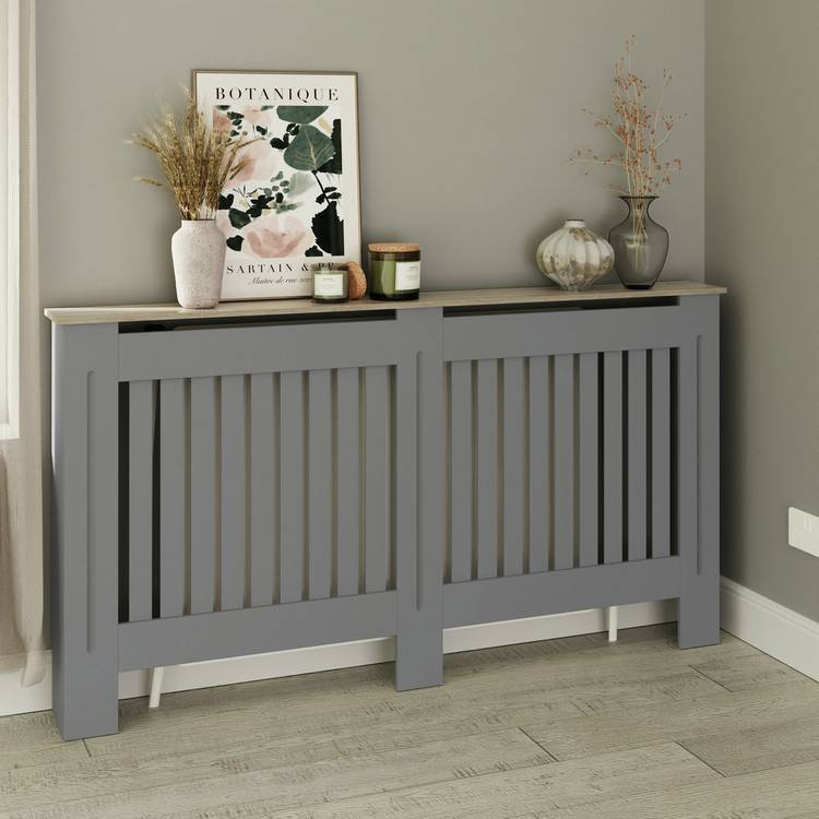 GFW Longslow Large Radiator Cover - Grey & Oak 0