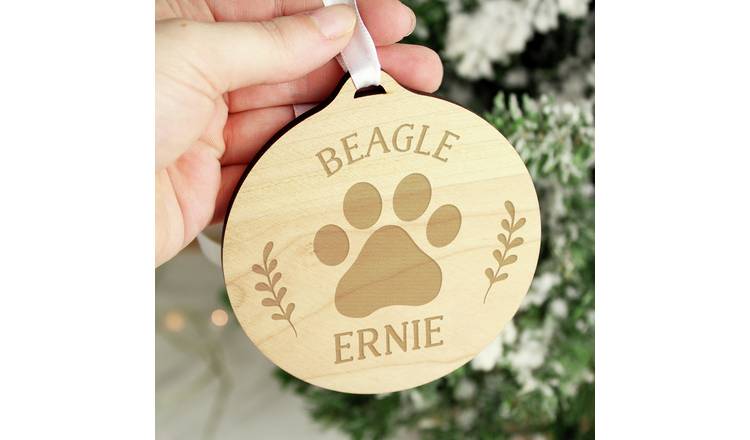 Personalised Message Dog Breed Round Wooden Christmas Bauble