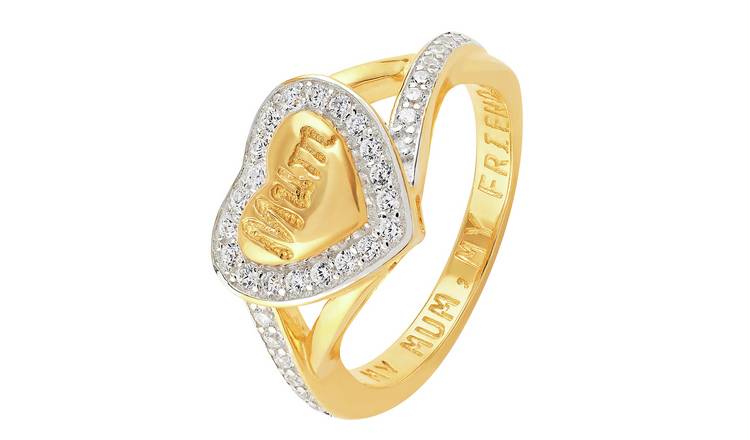 Moon & Back 9ct Gold Plated  'My Mum, My Friend' Ring -N