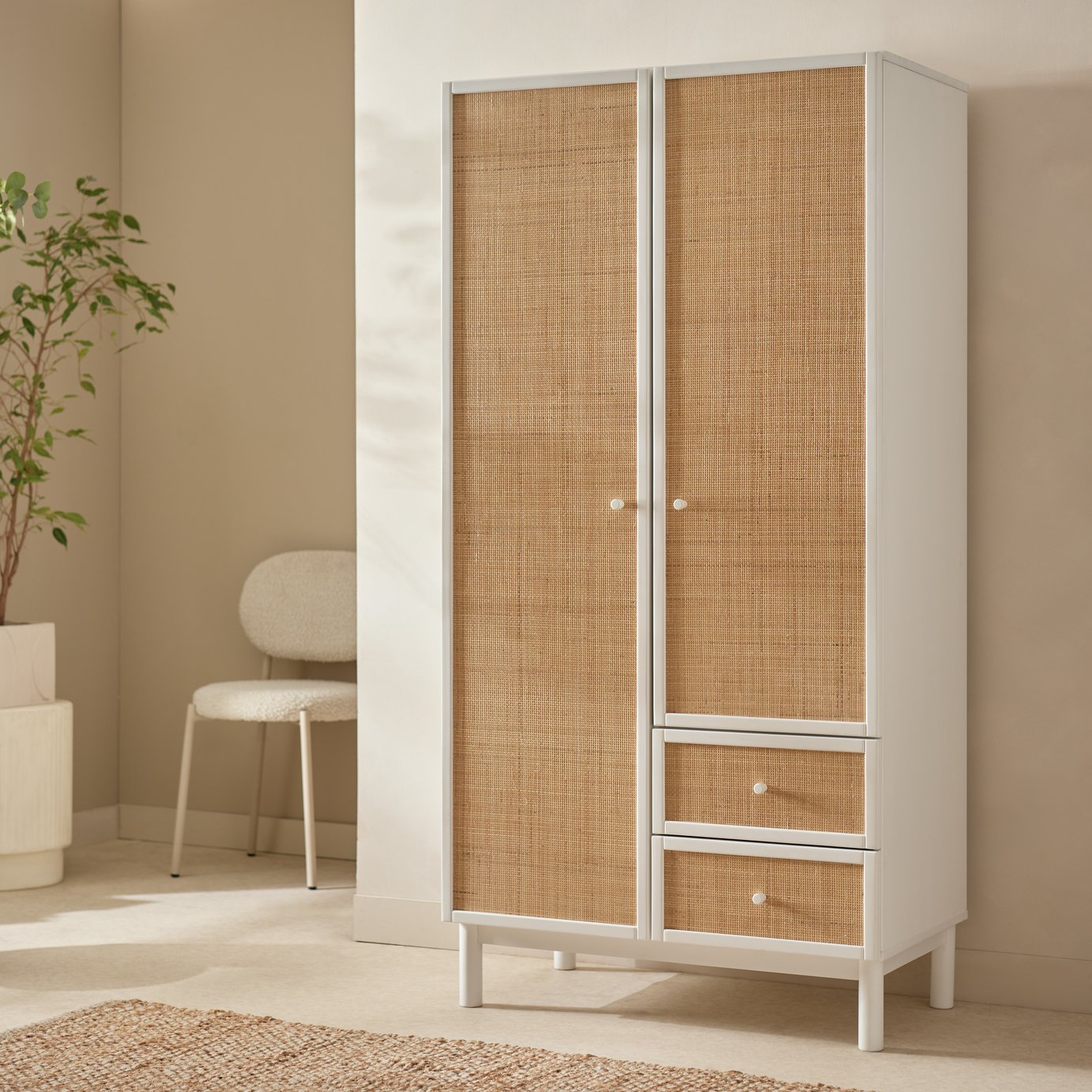 Habitat Simone 2 Door 2 Drawer Wardrobe - White  
