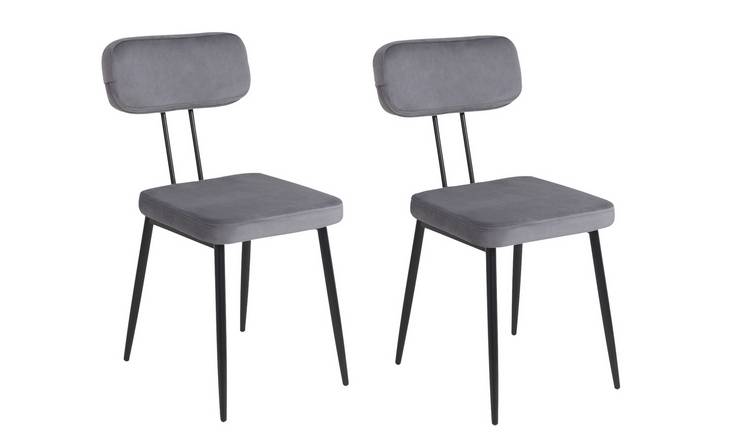 Buy Argos Home Beatrice Pair of Velvet Dining Chairs - Grey | Dining