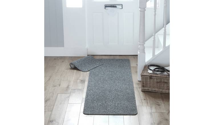 Primeur Berber Grey Short Pile Runner & Mat set - 180x57cm