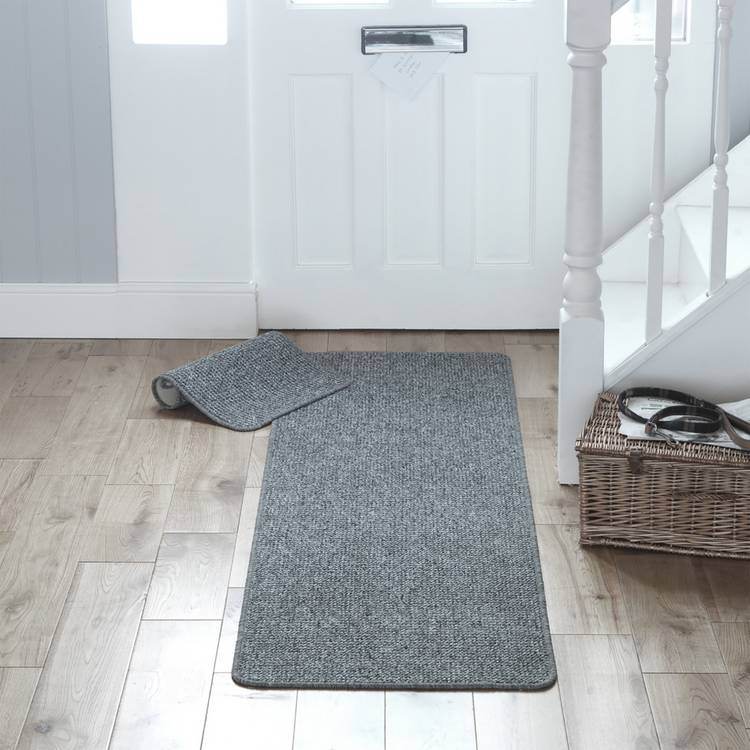 Primeur Berber Grey Short Pile Runner & Mat set - 180x57cm 0