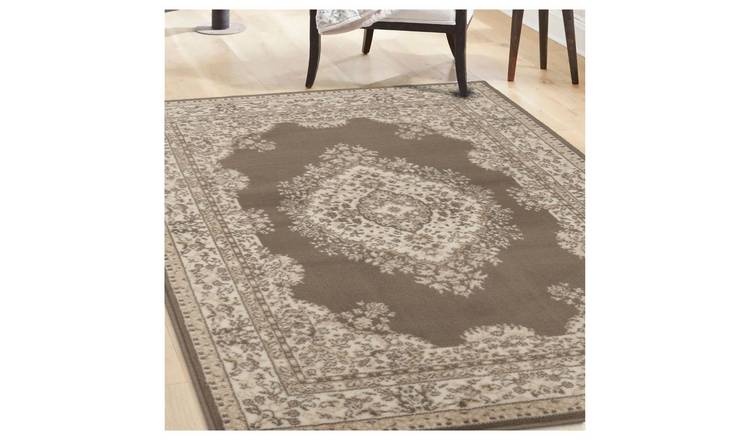 Homemaker Bukhura Traditional Taupe Cut Pile Rug - 230x160cm