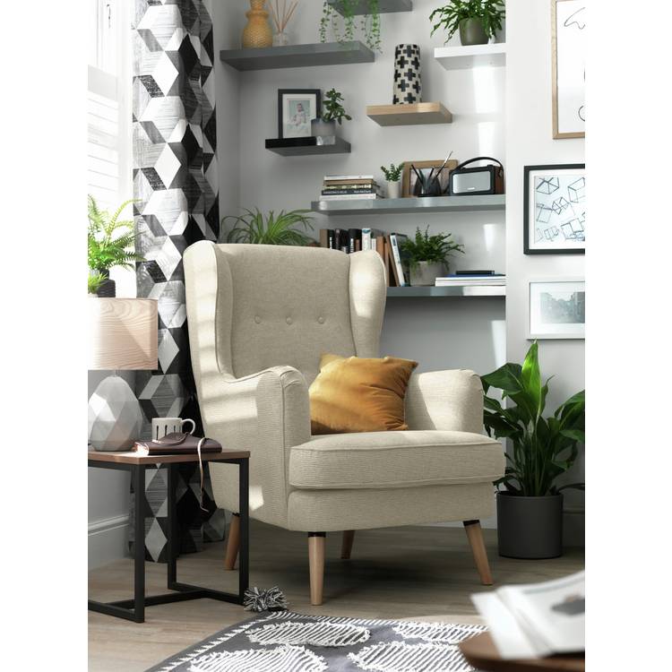 Habitat Callie Fabric Wingback Chair - Latte 0