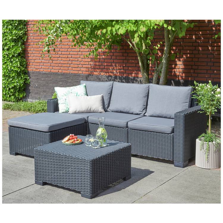 Keter California 3 Seater Garden Corner Sofa Set - Grey 0