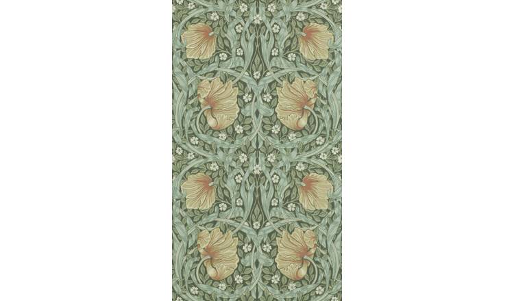 Morris & Co. Pimpernel Bayleaf Green Floral Wallpaper