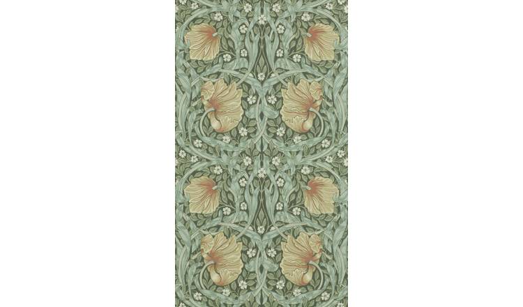 Morris & Co. Pimpernel Bayleaf Green Floral Wallpaper