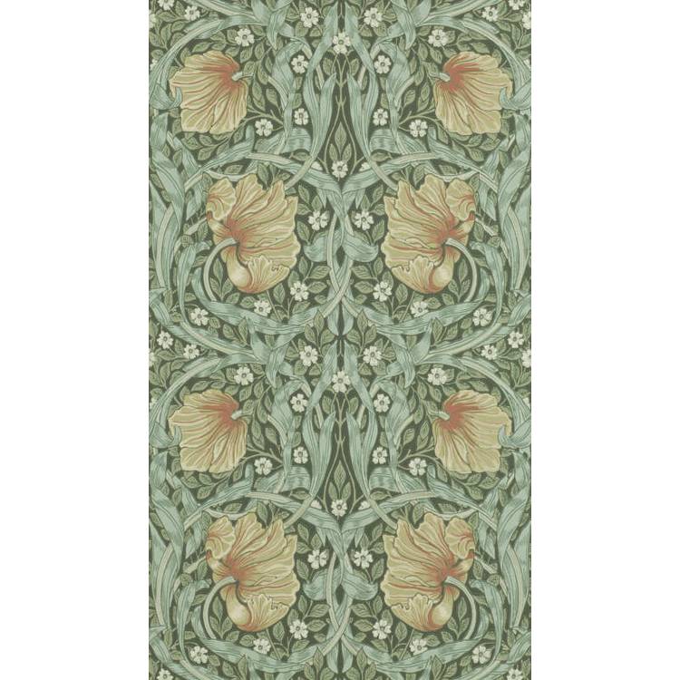 Morris & Co. Pimpernel Bayleaf Green Floral Wallpaper 0