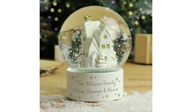 Personalised Message Village Glitter Christmas Snow Globe