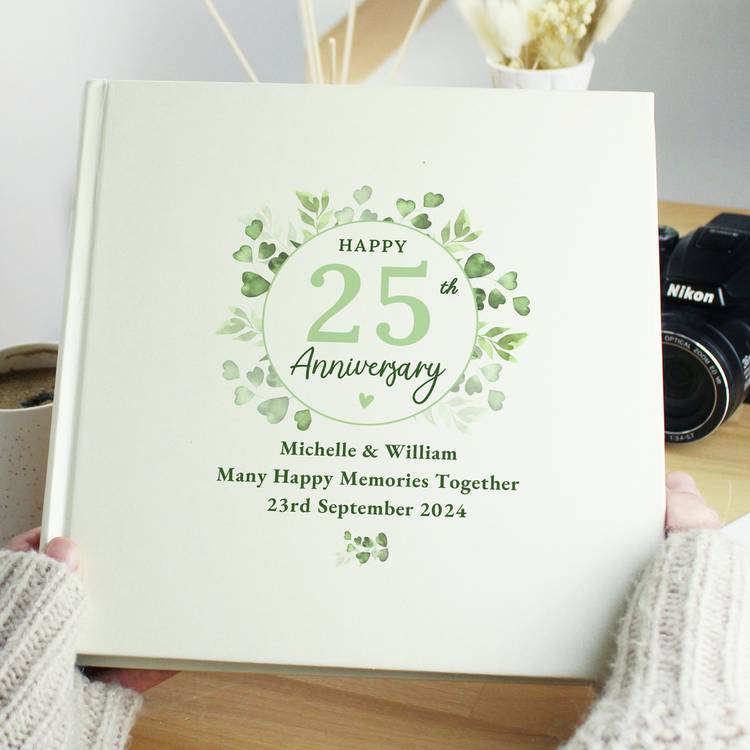 Personalised Message Botanical Anniversary Photo Album 0