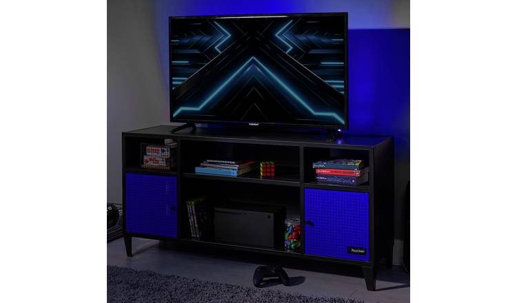 X Rocker Mesh-Tek 2 Door TV Unit - Black & Blue