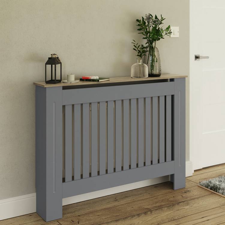 GFW Longslow Medium Radiator Cover - Grey & Oak 0