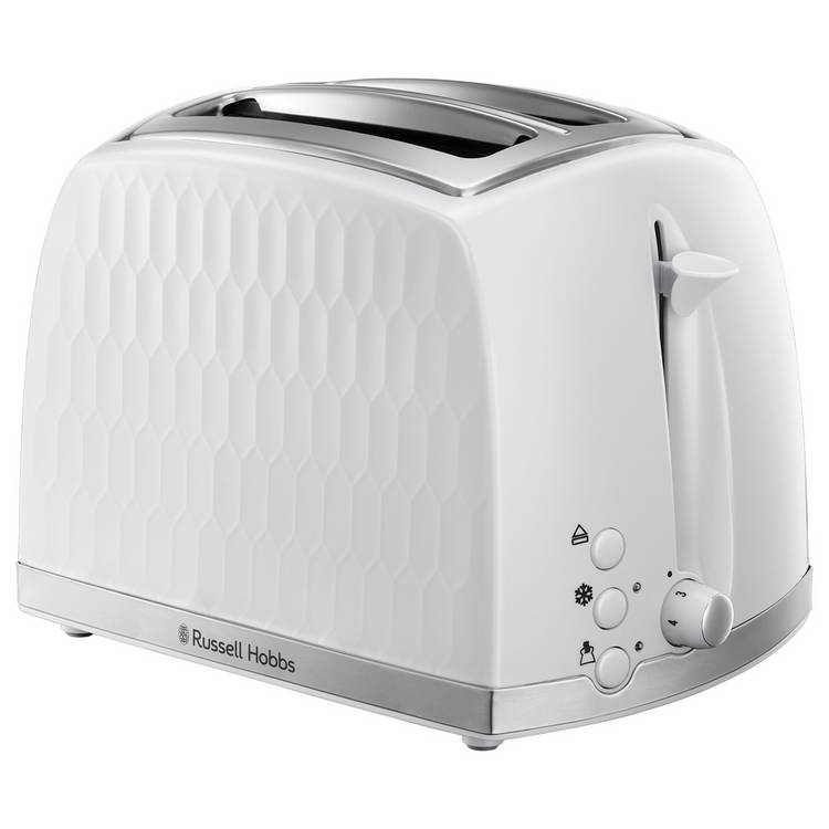 Russell Hobbs Honeycomb 2 Slice White Plastic Toaster 26060 0