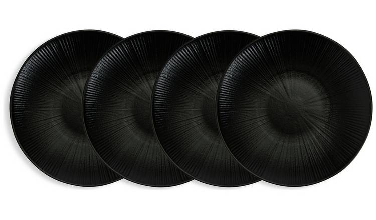 Habitat Black Textured Side Plates - Pack of 4