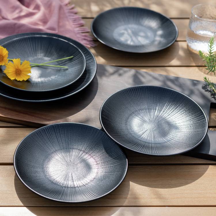 Habitat Black Textured Picnic Side Plate – set of 4 0