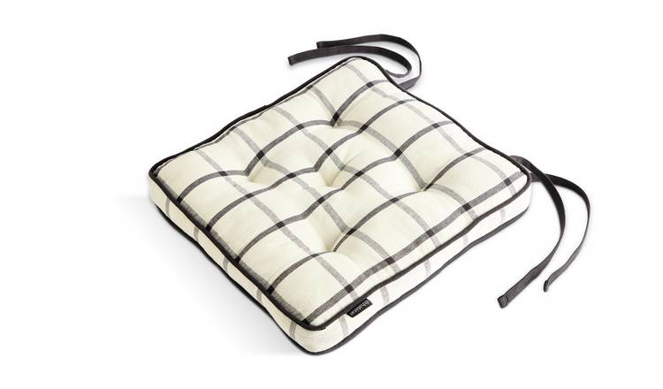 Habitat Woven Check Pack of 2 Seat Cushions - White