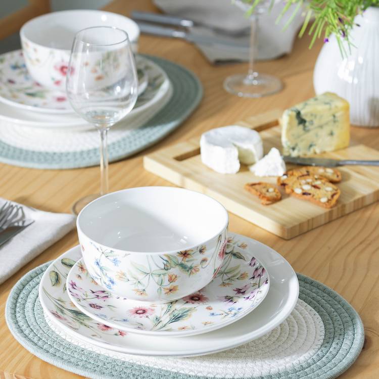 Argos Home Bee Floral 12 Piece Stoneware Dinner Set  0