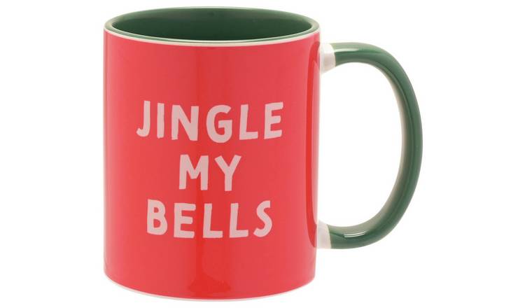 The Seasonal Gift Co Jingle My Bells Green Handled Mug