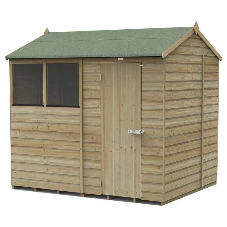 Forest Beckwood Shiplap 2 Windows Reverse Apex Shed - 8x6ft 0