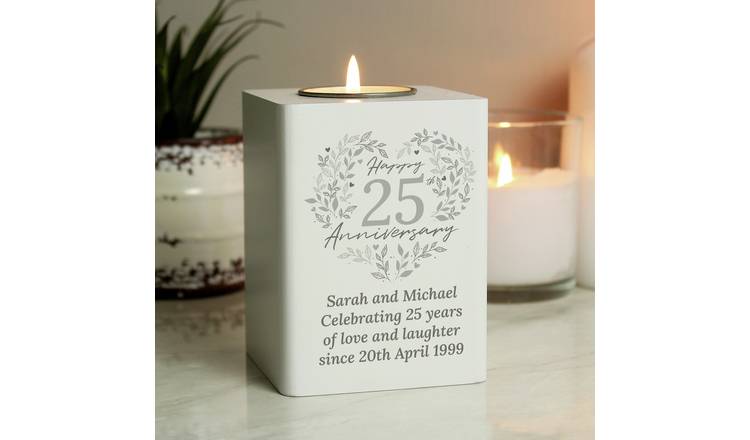 Personalised Message 25th Anniversary Tea Light Holder