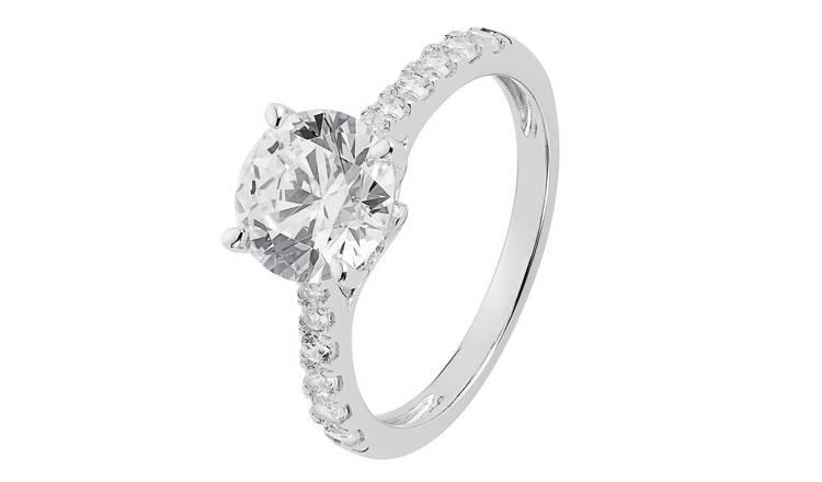 Revere Sterling Silver Cubic Zirconia Engagement Ring - T
