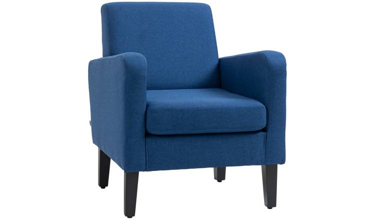 HOMCOM Wooden Modern Armchair with Spring Pack - Blue