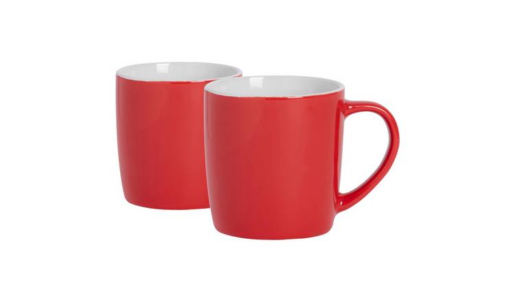 Argon Tableware Coloured Coffee Mugs - 350ml - Red - Pack of 2