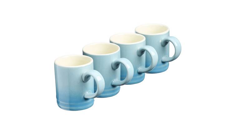 Cooks Professional Set of 4 Mini Stoneware Espresso Coffee Cups 100ml - Blue