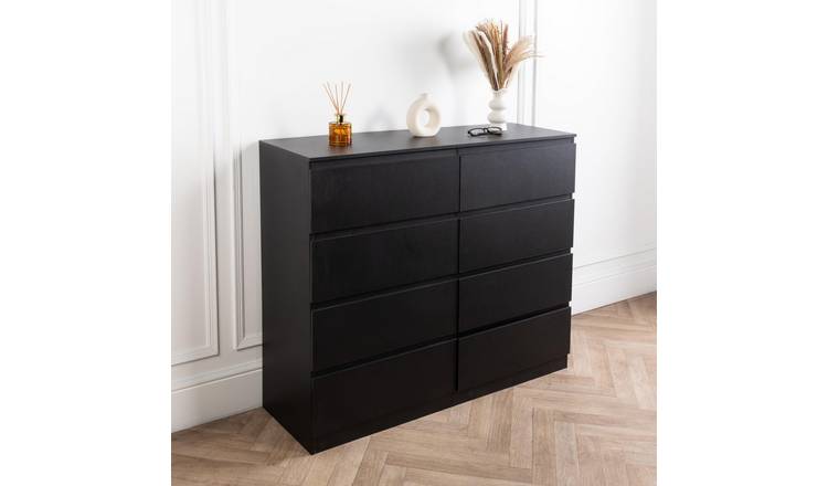 Home Treats Wide 8 Drawers Chest - Black