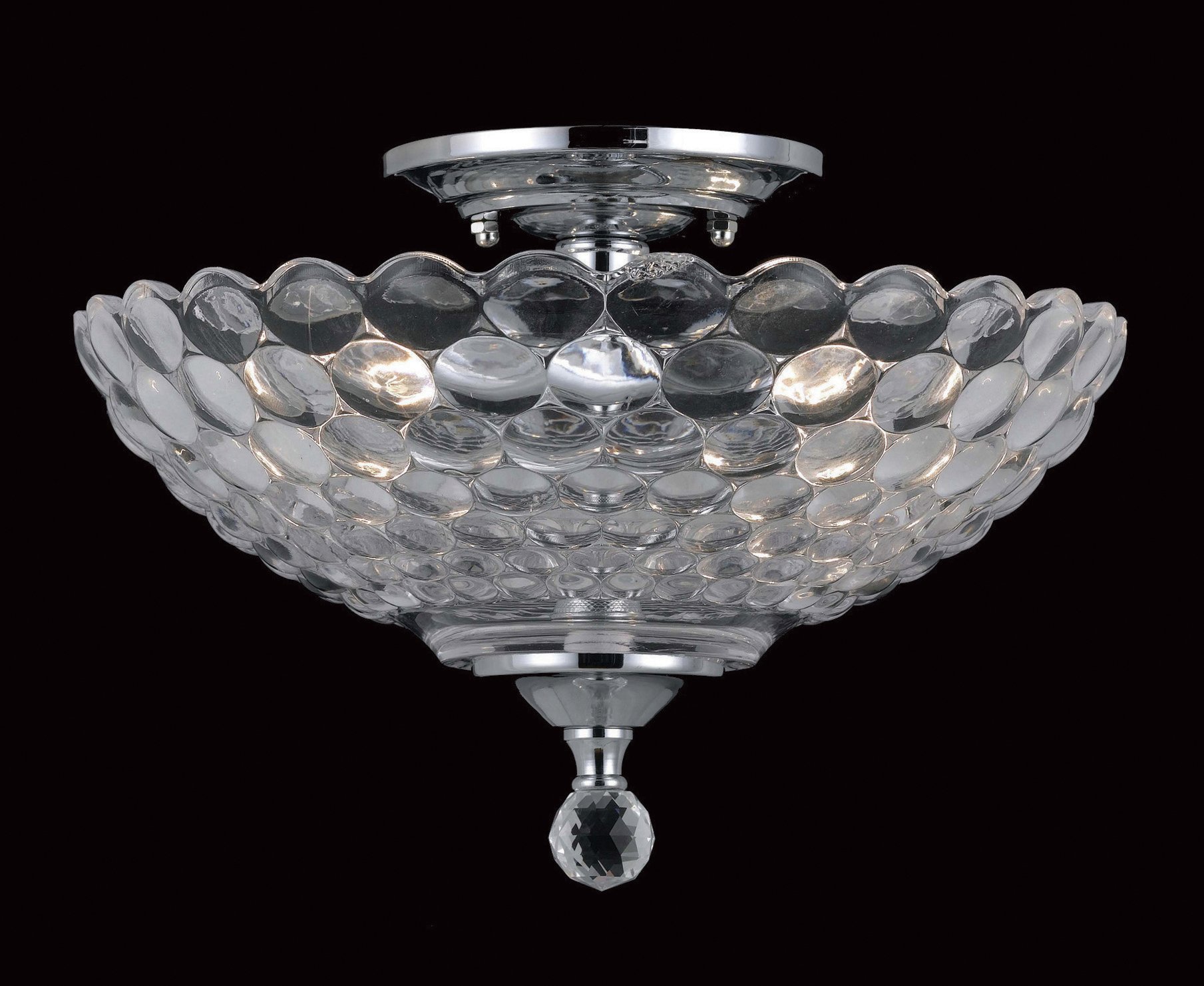 Dallas Glass 2 Bulb Semi Flush Light Fitting - Chrome.