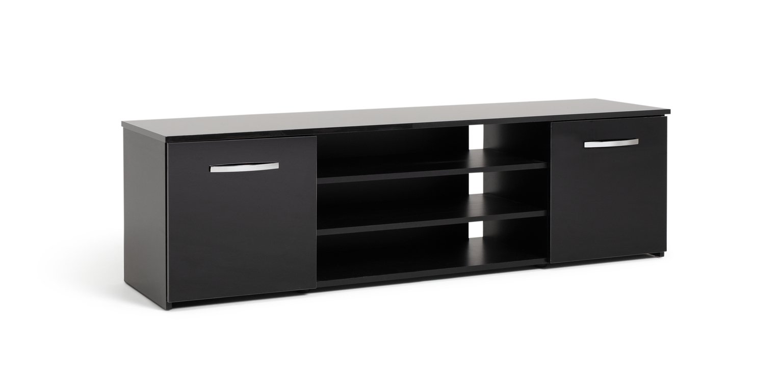 Habitat Hayward 2 Door Wide TV Unit - Black Gloss