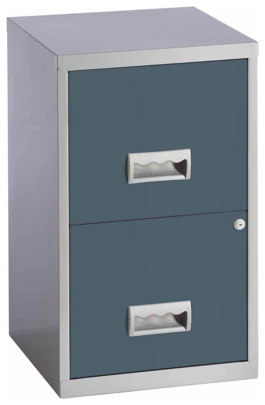 Pierre Henry 2 Drawer Filing Cabinet - Silver/ Urban Grey