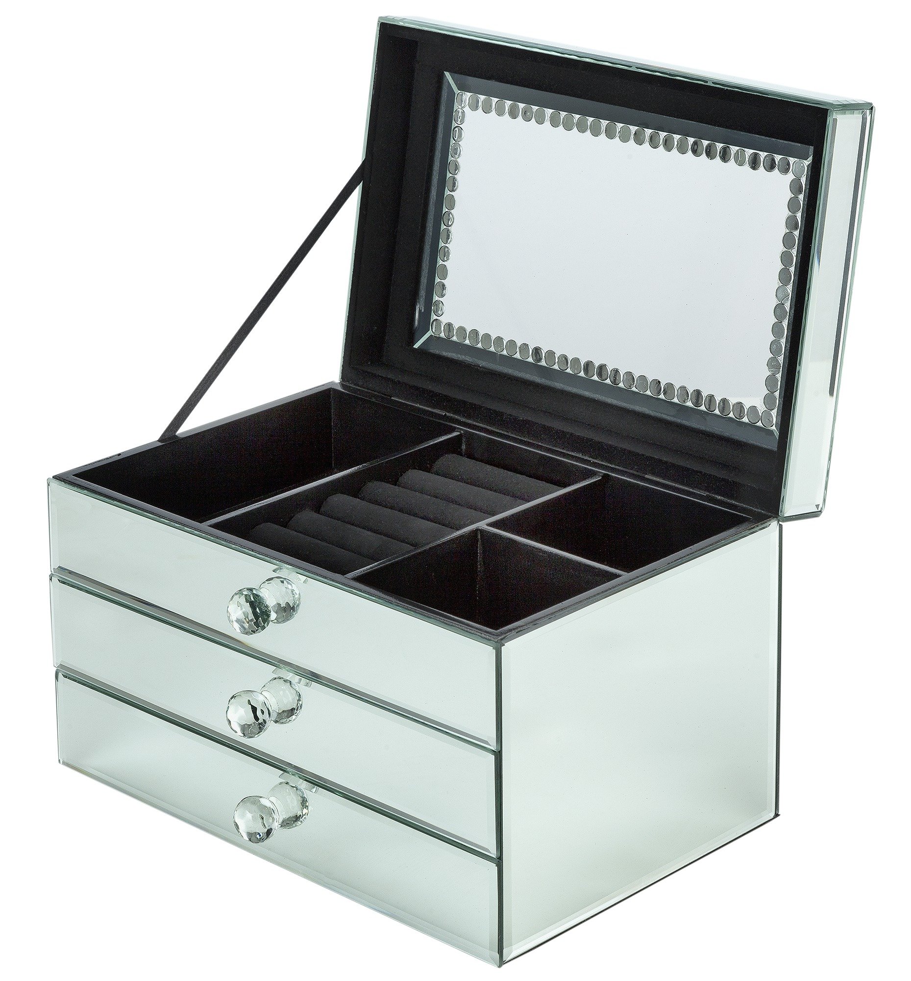 Large Mirrored Two Drawer Jewellery Box