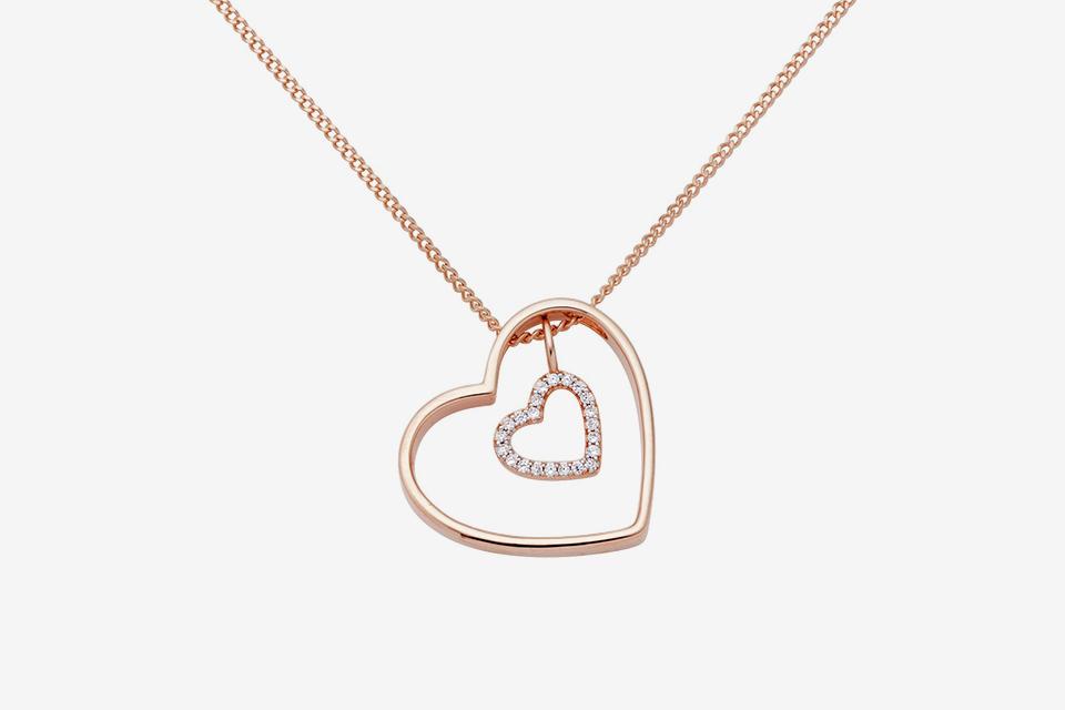 Rose gold plated heart pendant necklace.