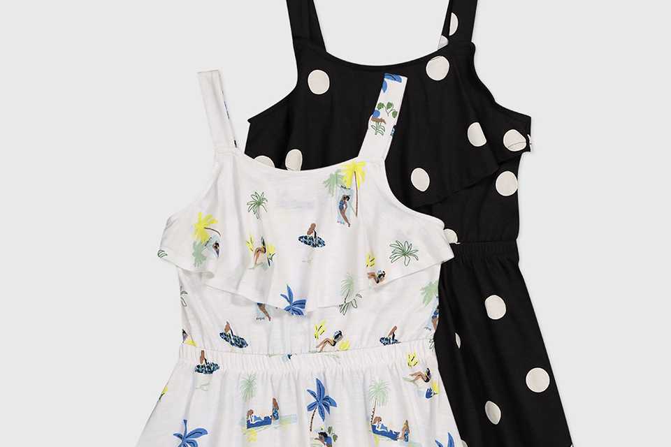 Two cute white and black summer dresses for girls.