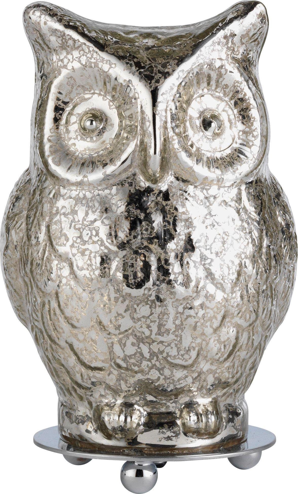 Argos Home Silva Glass Owl Table Lamp - Silver