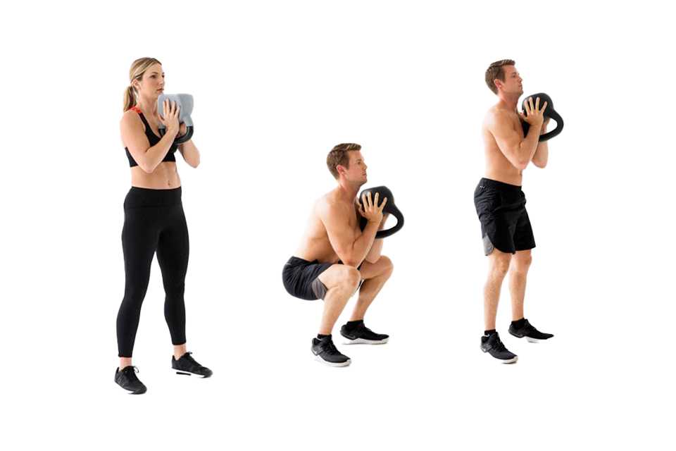 Steps to perform goblet squat.