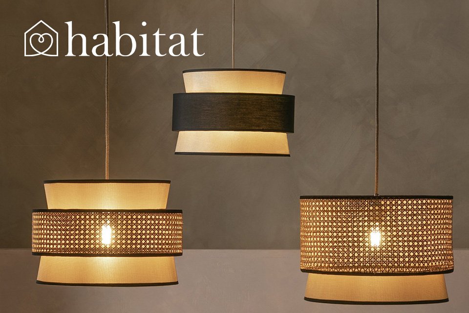 Light up any room with Habitat. Includes lamps, lamp shades and more.