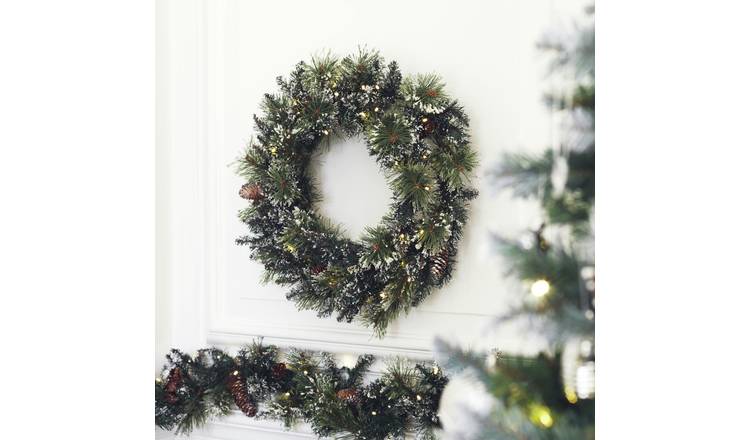 Buy Argos Home Prelit Snowtipped Faux Foliage Christmas Wreath Christmas Wreaths And Garlands Argos