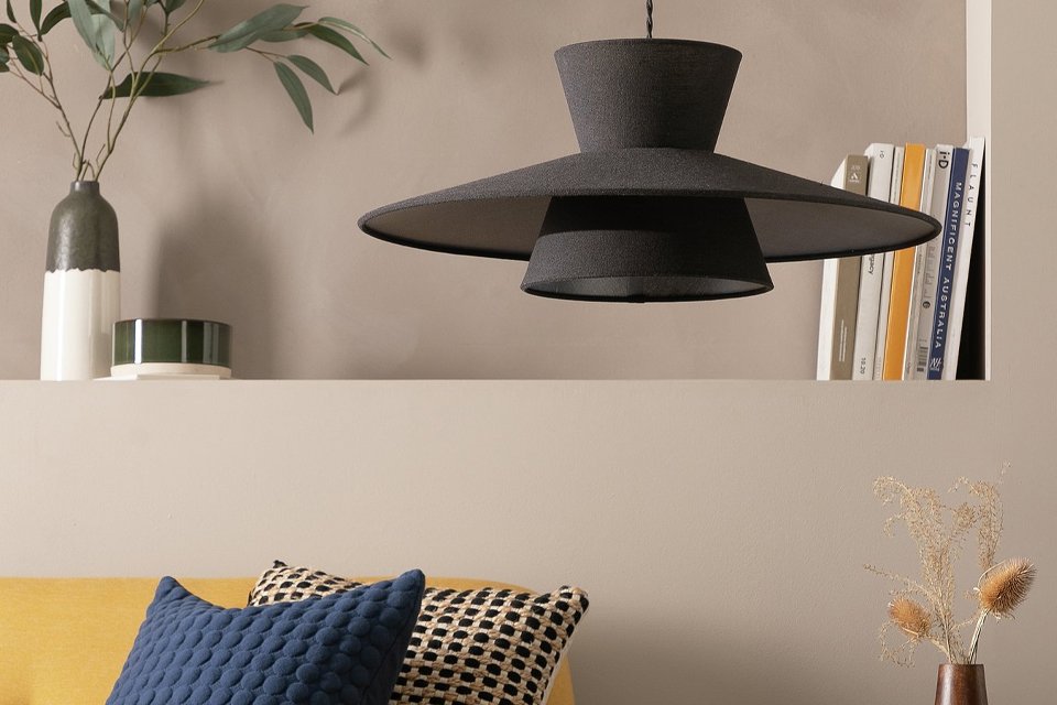 Habitat Otto Black Raffia Easy Fit 2 Tier Lampshade - 50cm.