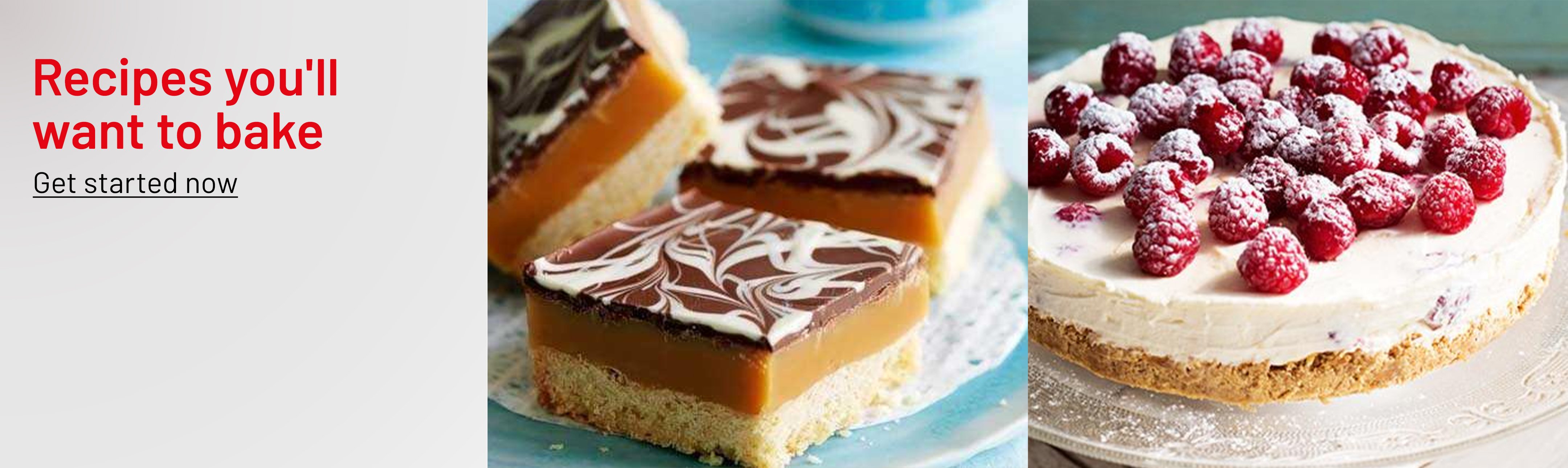 A banner depicting several sweet and savoury baked foods.