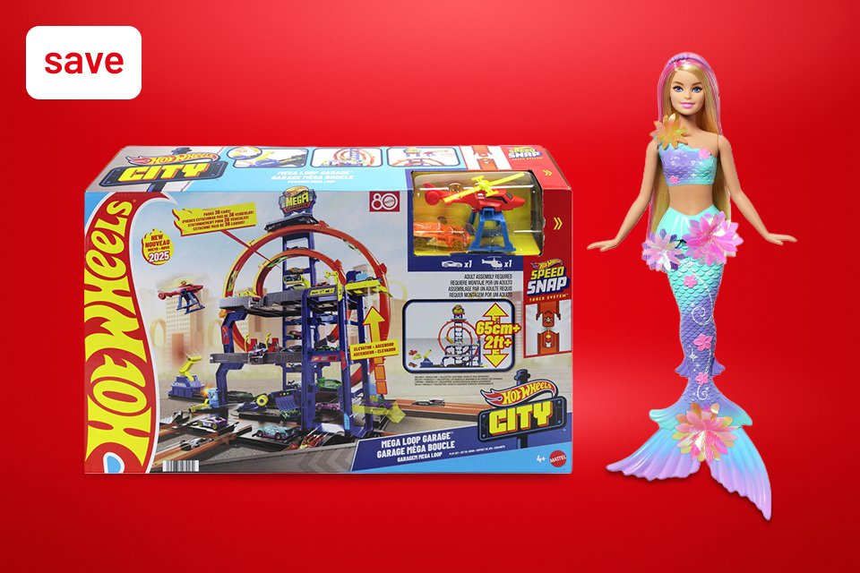 Save 30% on selected toys, nursery & scooters using code SHOP30. Includes Hot Wheels, Barbie and more!