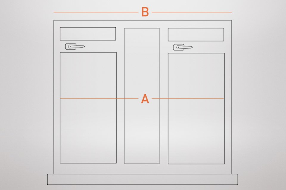 An illustration showing how to measure curtain width.