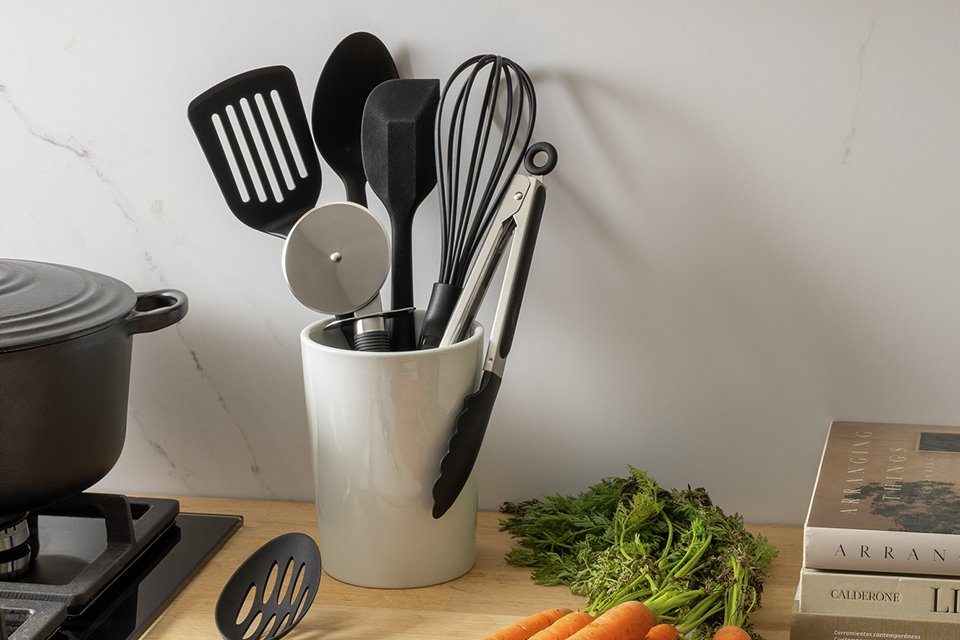 Home Essentials 10 Piece Utensils Set - Black.