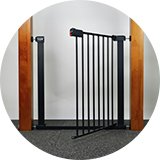 A black baby safety gate.
