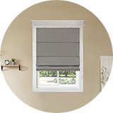 Little Black Book Blackout Dove Grey Roman Blind.