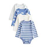 Blue Polar Bear Long Sleeve Bodysuit's 4 Pack 9-12 months.